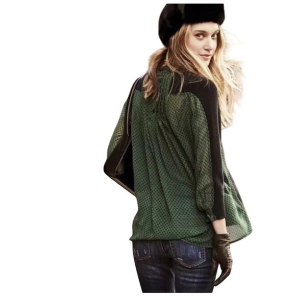 Cabi Get Together Sweater Women M | Black Knit & Green Sheer Polka Dot Back - Picture 2 of 6